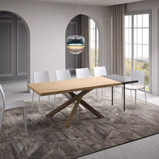 Tavolo allungabile moderno Itamoby in rovere e metallo, L: 180/230 cm, P: 90 cm, H: 75 cm, multicolore