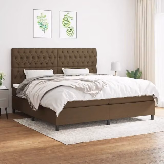 Letto Ibrido con Giroletto a Molle e Materasso vidaXL Marrone e Bianco L/P/H: 200 x 200 x 31 cm