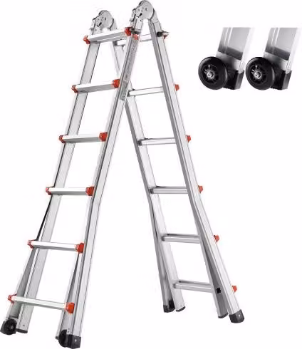 VEVOR Scala Telescopica in Alluminio Argento, Scala Estensibile a Telaio ad A con Capacità di Carico 149,7 kg