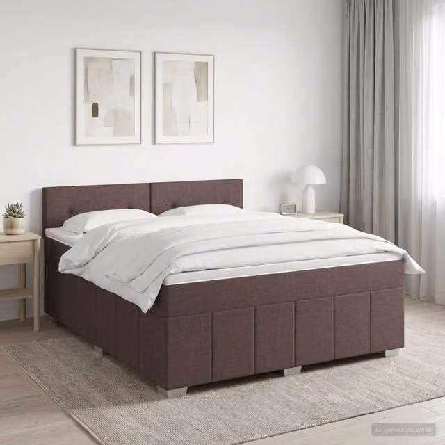 Letto box spring con materasso a molle insacchettate vidaXL Marrone e Bianco L/P: 140 x 200 cm – 1