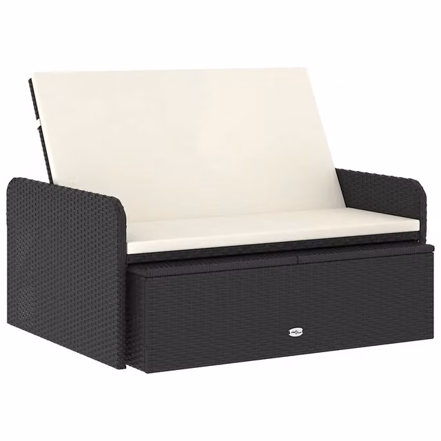 Set Divani da Giardino 2 pz con Cuscini in Polyrattan Nero 46078