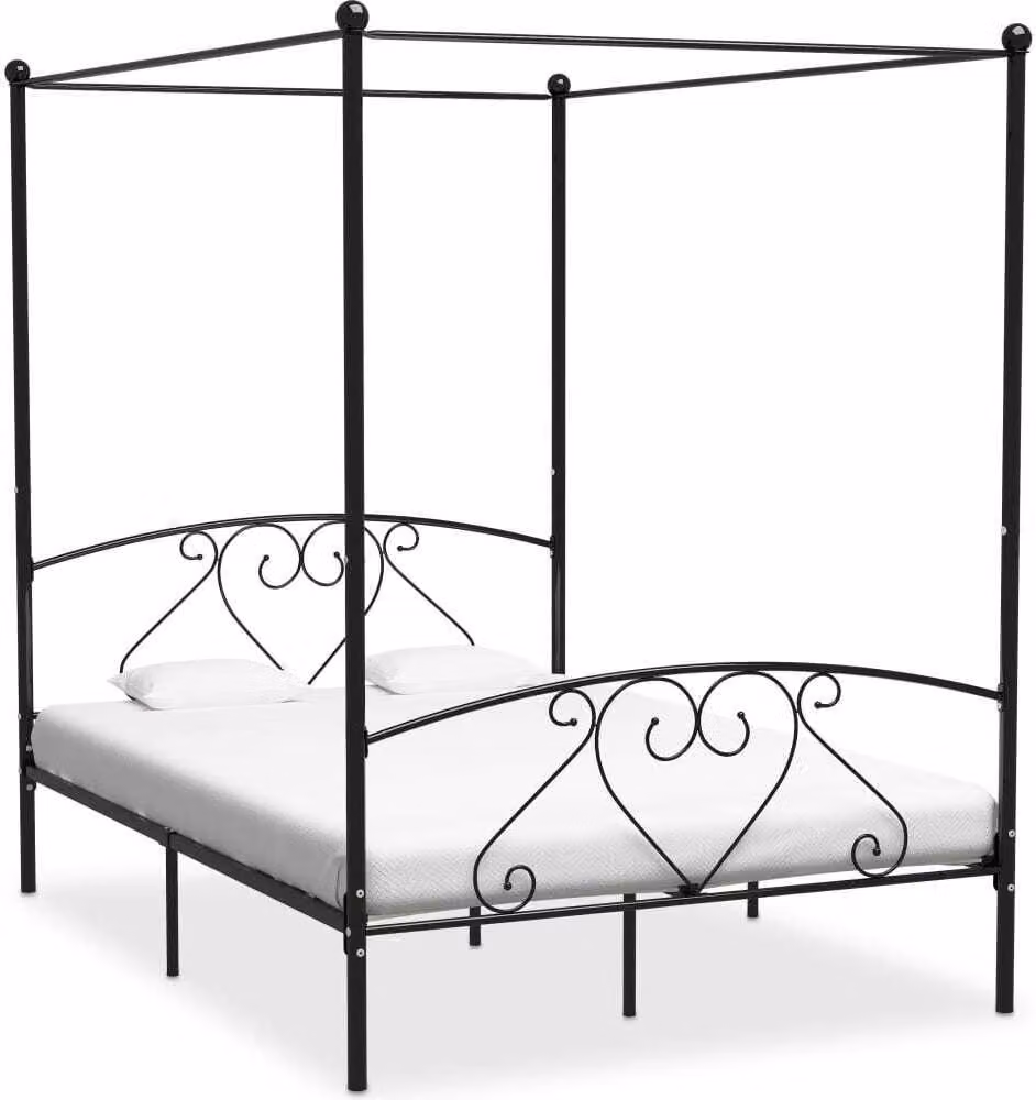vidaXL Struttura letto a baldacchino in metallo nero 140 x 200 cm - Struttura letto - Telai letto - Struttura letto - Letto matrimoniale