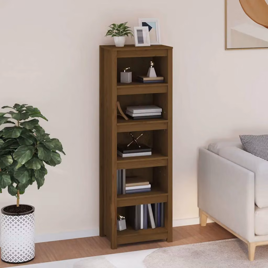 Libreria moderna vidaXL in legno massello di pino marrone, L 50 cm x P 35 cm x H 154 cm