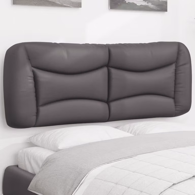 Testiera per letto imbottita vidaXL Hvar in similpelle grigia, L: 130 cm, H: 48 cm, P: 15 cm