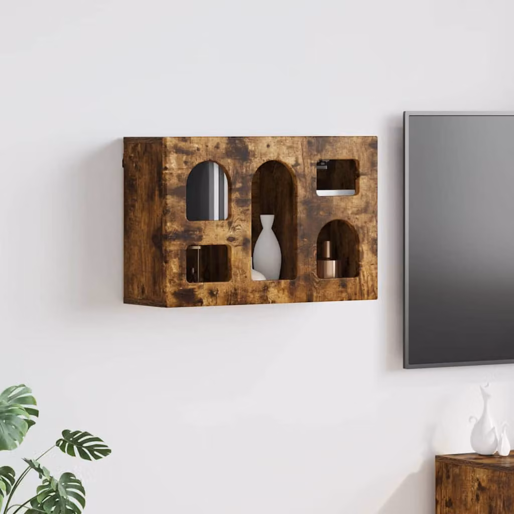 Armadio pensile moderno vidaXL in legno MDF color rovere fumo per cucina o ingresso L/P/H: 60 x 20 x 40 cm