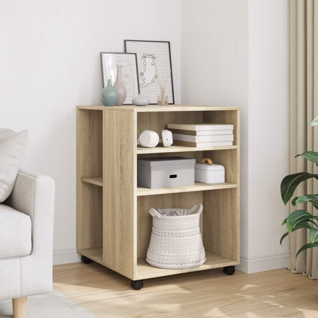 vidaXL Tavolino con Ruote in Rovere Sonoma e Truciolato Beige L: 55 cm, P: 60 cm, H: 78 cm