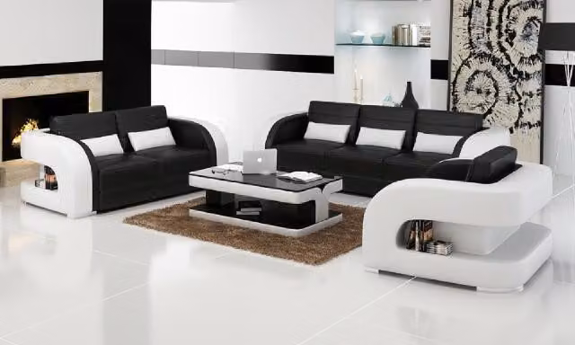 Sofagarnitur Ledersofa USB Sofa Couch Sofa Wohnlandschaft Garnituren 3+2+1