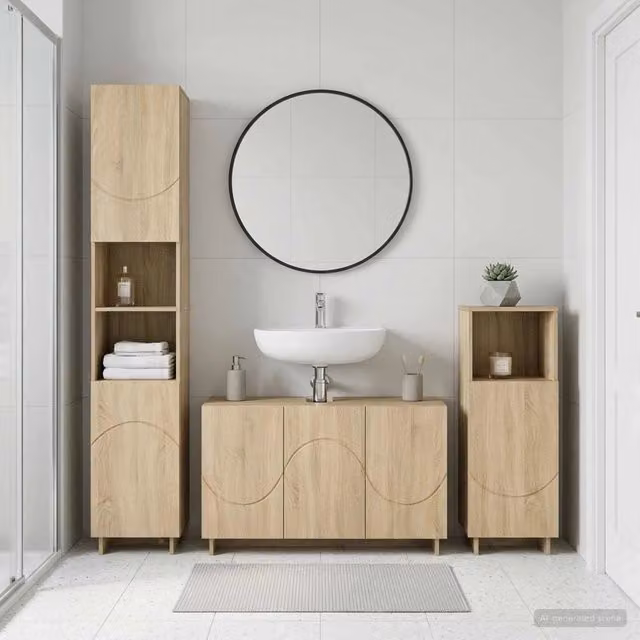 Set mobili da bagno 3 pz Rovere Sonoma Legno ingegnerizzato 3433057