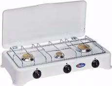 Fornello a gas a 3 zone cottura CF Parker Bianco L: 58,5 cm, P: 27,5 cm, H: 12,5 cm