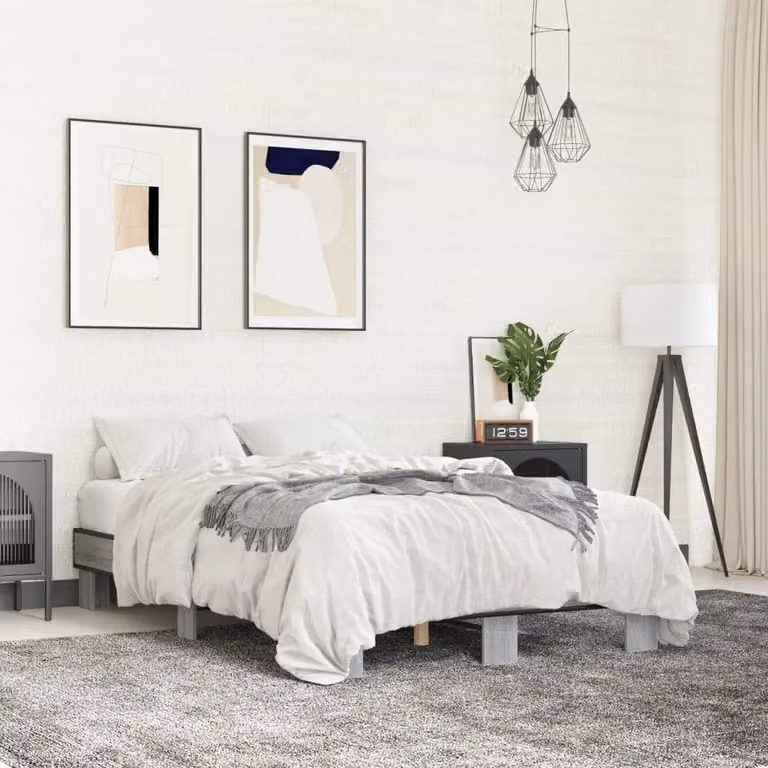Giroletto vidaXL in legno e metallo, Grigio Sonoma, L/P: 120 x 200 cm