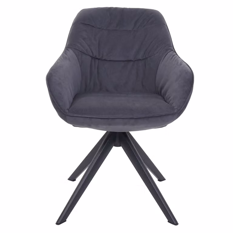 Sedia da pranzo MCW-K28, sedia da cucina sedia imbottita sedia con braccioli, girevole, metallo ~ tessuto/tessuto grigio