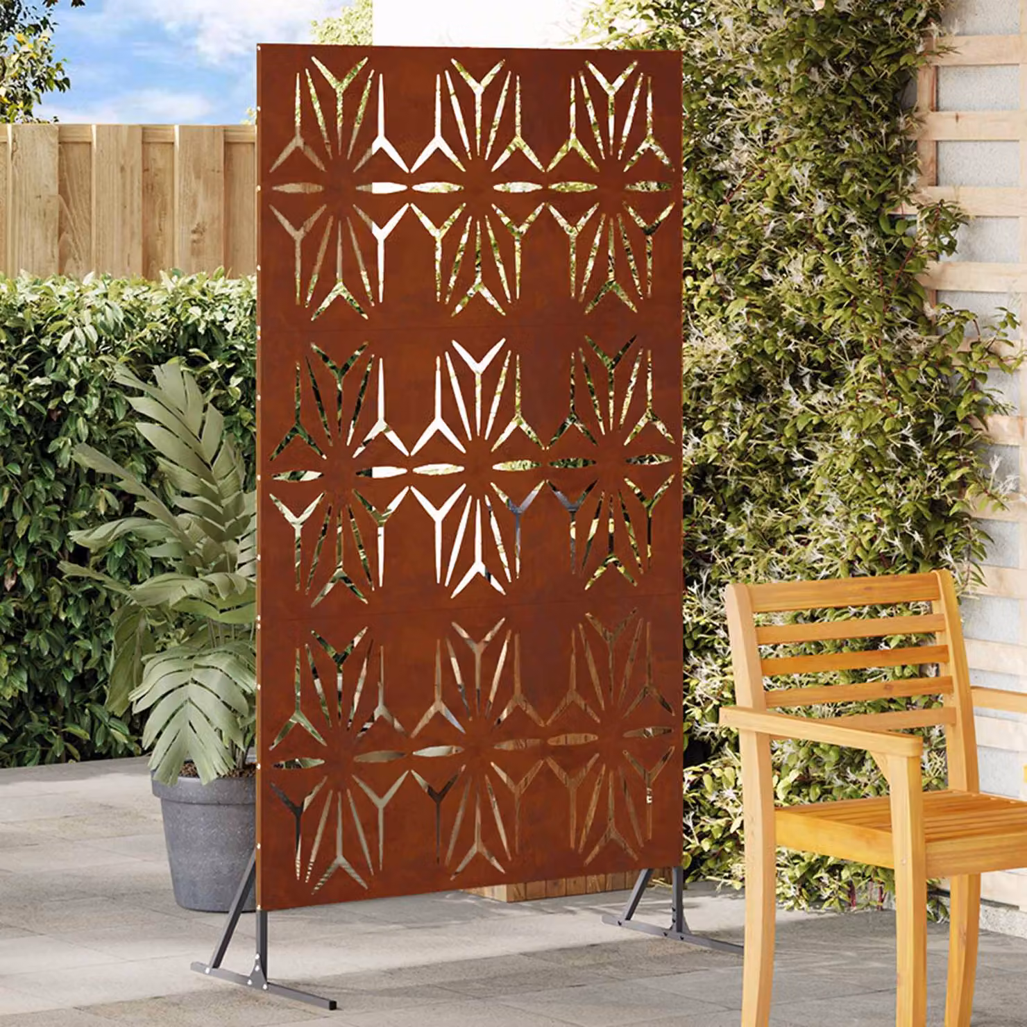 Paravent privacy vidaXL in acciaio semi-trasparente, colore marrone, L 100 x P 50 x H 180 cm