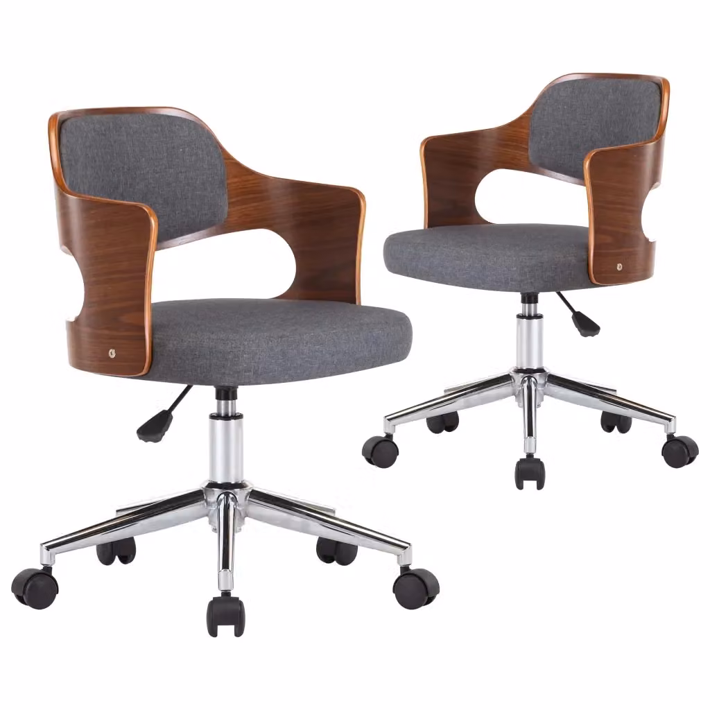 Set di 2 sedie da pranzo girevoli vidaXL moderne in tessuto grigio con struttura in legno, metallo e plastica – 2