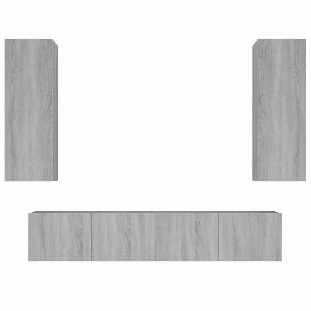 vidaXL Set di Mobili Porta TV 4 Pezzi Grigio in Legno e MDF per Soggiorno, Montaggio a Parete – 2
