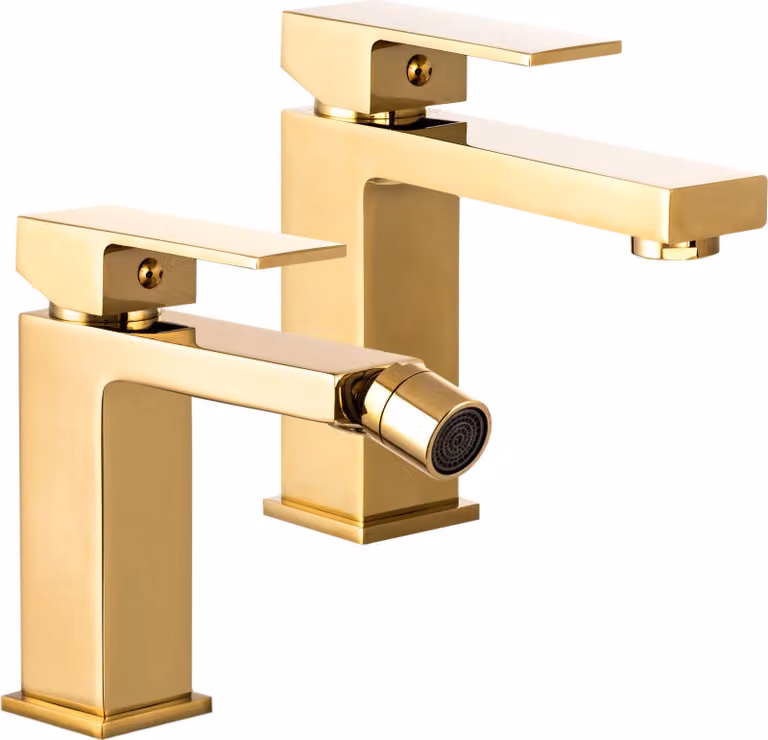 Granitan - Miscelatore per lavabo - Rubinetteria da bagno - Oro - con miscelatore per bidet - Miscelatore per lavabo - ISTER