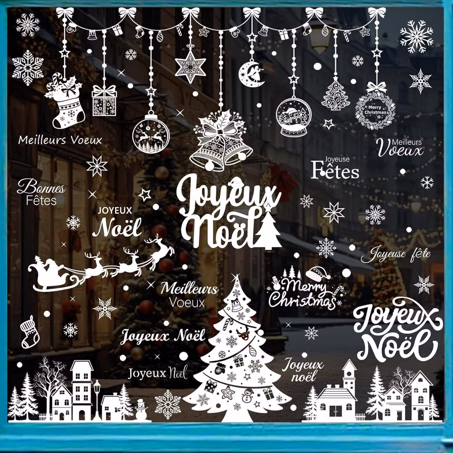 Decorazione natalizia per finestre, catena luminosa a LED, 100 cm, ideale per finestre