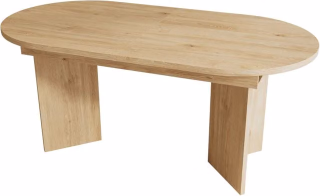 Tavolo da Pranzo Estensibile in MDF 120-160x80 cm con Angoli Arrotondati, Colore Quercia, per 4-6 Persone
