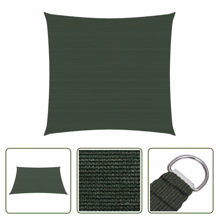 The Living Store Tenda da sole 160 g/m² Verde scuro 4x4 m HDPE