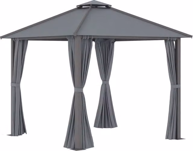 Gazebo da giardino con 4 pareti e doppio tetto ¨C Minimal ¨C grigio 3x3m
