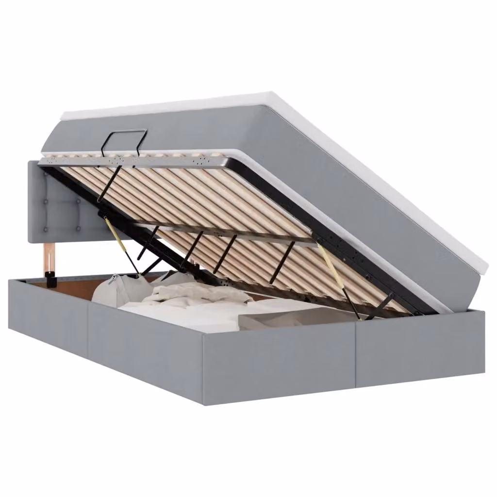 Letto con contenitore e materasso vidaXL Grigio, con illuminazione LED e porte USB, L/P/H: 200 x 120 x 88 cm – 2