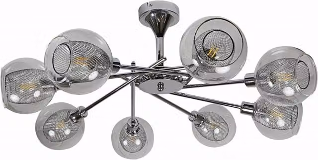 Lampadario Candellux Ozzo 8xE14 40W cromo vetro trasparente