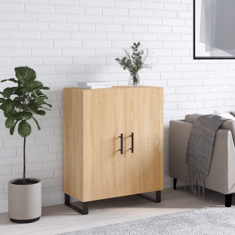 Credenza vidaXL in Rovere Sonoma e Legno Multistrato, Colore Marrone, L: 69,5 cm, P: 34 cm, H: 90 cm