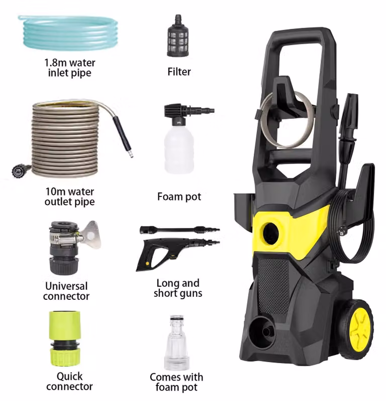 Idropulitrici elettriche - Pistole a pressione - Pulitori ad acqua - Pistole a spruzzo - Pulitori per terrazze - Potenza: 1500W