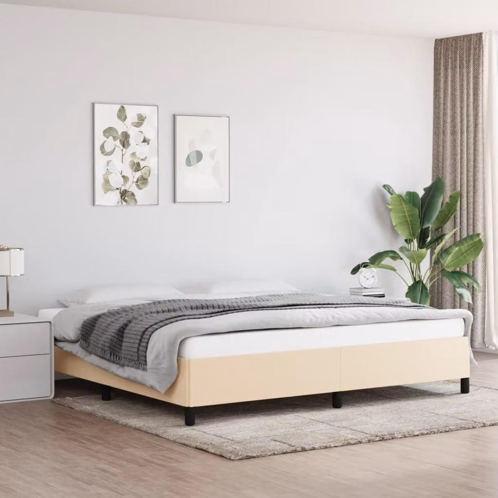 The Living Store struttura letto crema 200x200 cm in tessuto