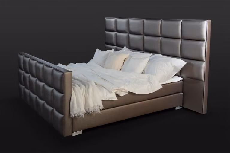 Graues Doppelbett Moderne Schlafzimmer Betten Elegante Lederbetten