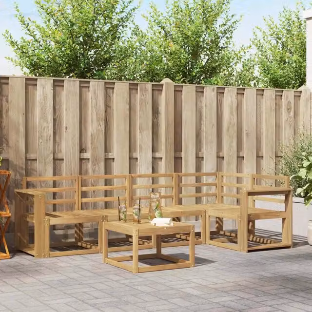 Set di divani da esterno 6 pz Bianco Legno di Acacia Massello 3387668