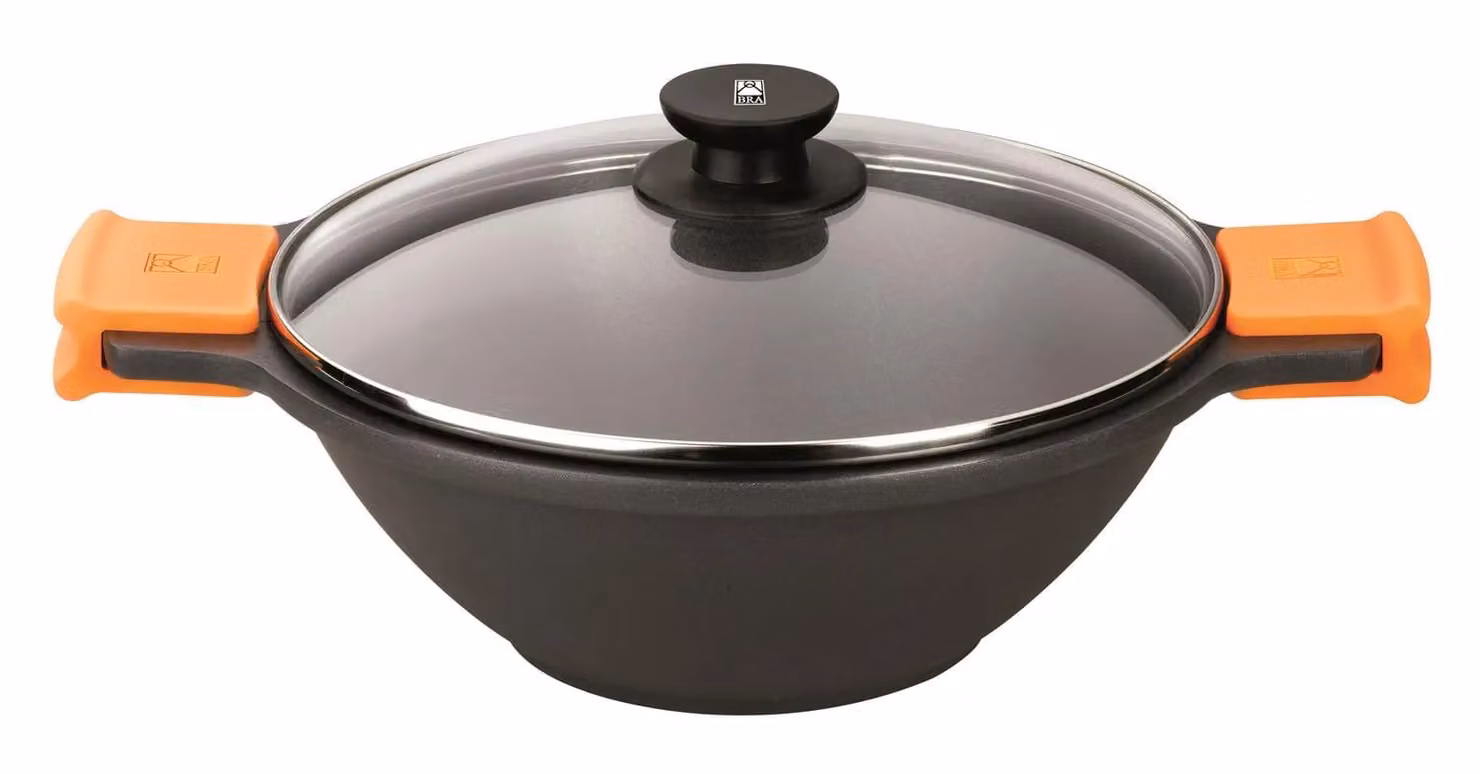 Wok antiaderente per induzione con coperchio e griglia, linea Efficient, diam. 32cm