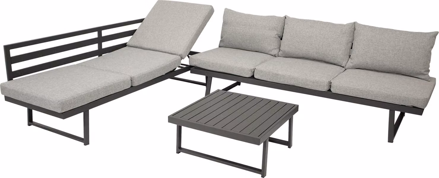 Set da giardino DEGAMO, set lounge funzionale BOGOTA in alluminio grigio opaco, 280x280 cm, resistente alle intemperie