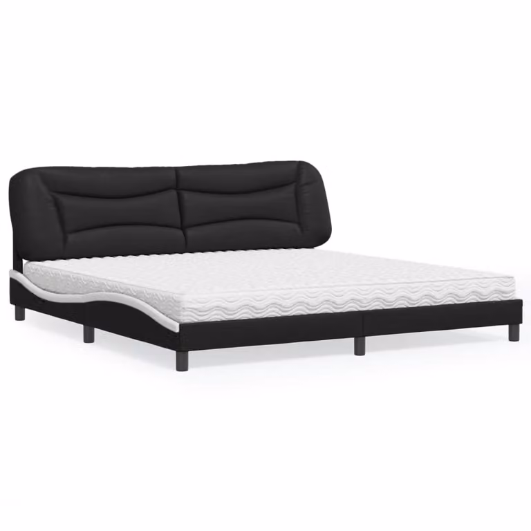 Letto con Materasso Hvar vidaXL in Similpelle Nero e Bianco 200x200 cm