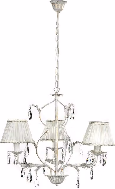 Lampadario a soffitto Karen Onli con 3 luci in metallo e tessuto bianco
