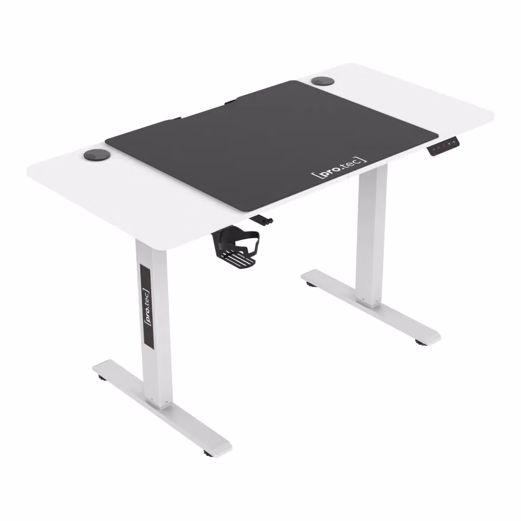 Scrivania Gaming Regolabile in Altezza con Motore Elettrico pro.tec, L 120 x P 60 cm, Bianco e Nero – 2