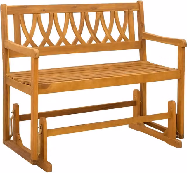 Panchina Glider da Giardino in Legno di Acacia Marrone con Braccioli L: 110 cm, P: 59 cm, H: 97 cm – 1