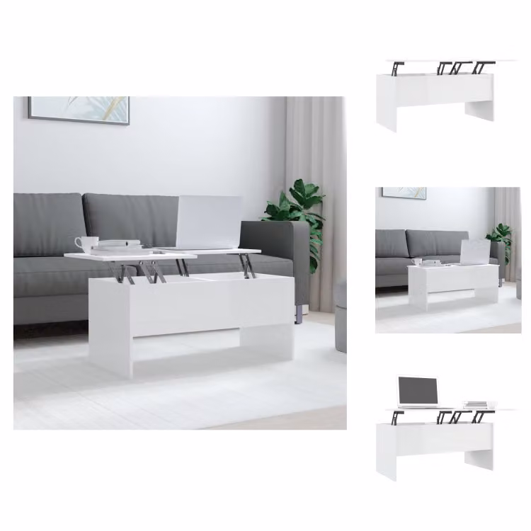 vidaXL Tavolino bianco lucido 102x50,5x46,5 cm in legno - Tavolini da caffè