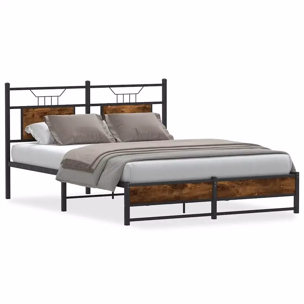 Giroletto senza materasso vidaXL in legno e metallo colore rovere fumo L/P/H: 140 x 190 x 91,5 cm – 2