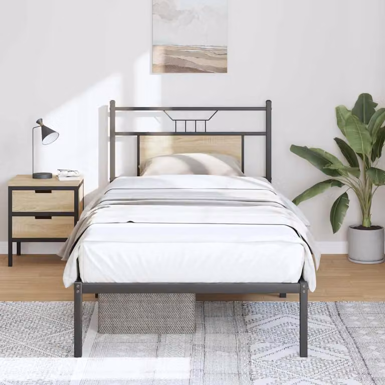 Giroletto vidaXL senza materasso in rovere sonoma e metallo, L/P/H: 200 x 80 x 85,5 cm