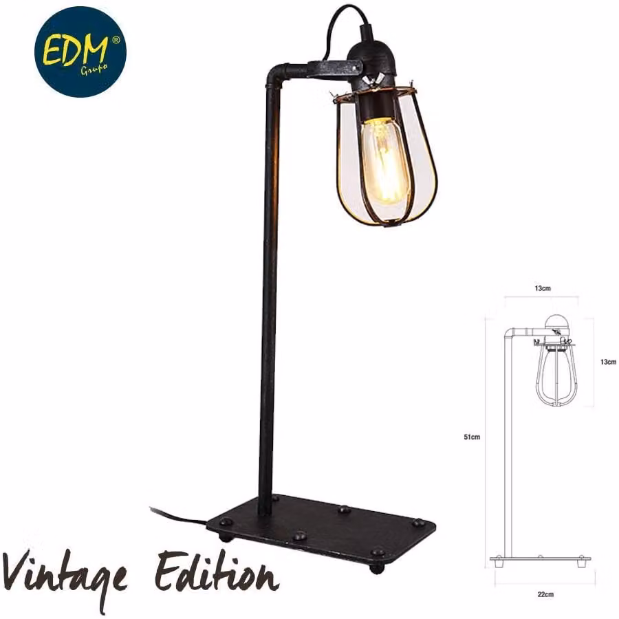 Lampada da tavolo vintage e27 60w 51x22x13x13cm
