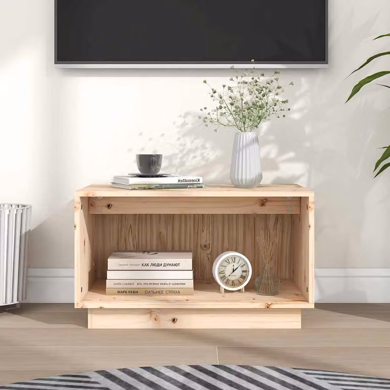 vidaXL Mobile Porta TV in Legno di Pino Rustico, Marrone e Beige, L 60 x P 35 x H 35 cm