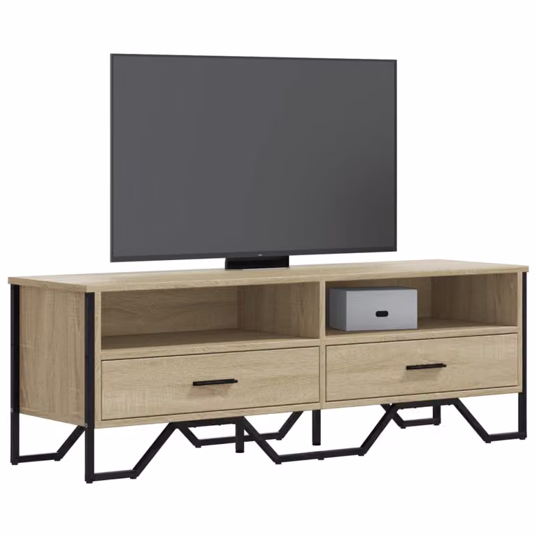 Mobile TV stand vidaXL in legno Rovere Sonoma e metallo, L 122 cm x P 34 cm x H 41 cm