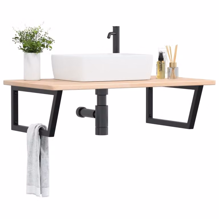 vidaXL Ripiano a Parete per Lavabo in Rovere e Metallo Nero e Marrone