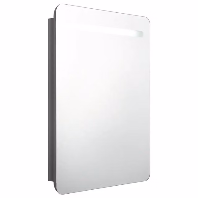 Armadietto da bagno a specchio LED con due ripiani 60 x 11 x 80 cm in MDF grigio lucido 02_0046746