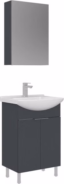 Set mobile lavabo con specchio (2 pezzi) "Purus 55" - 55 x 50 x 83 cm - Antracite opaco