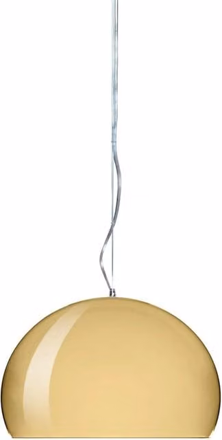 Lampada a sospensione Kartell Small FL/Y in metallo color oro e giallo trasparente