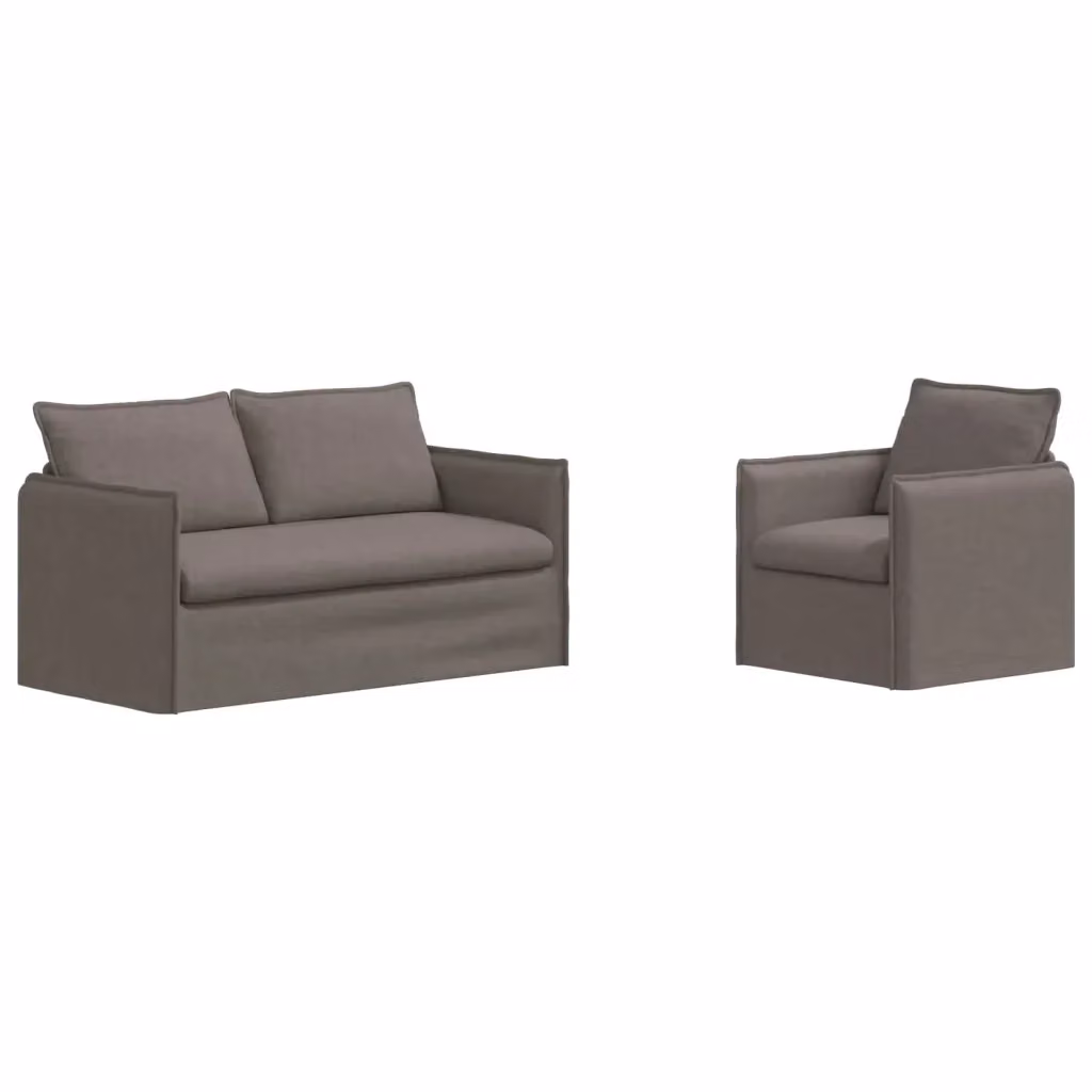 Set di 2 divani moderni vidaXL in tessuto beige e grigio con struttura in metallo e coperture rimovibili – 2