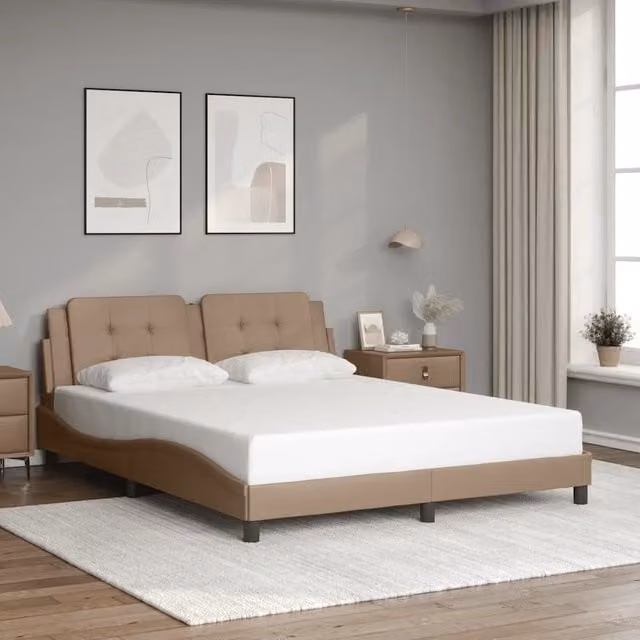 Giroletto senza materasso Zadar vidaXL in similpelle beige L/P/H: 160 x 200 cm