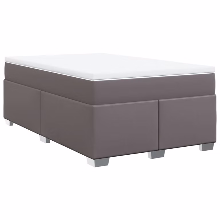 Giroletto a Molle con Materasso Grigio 120x190 cm in Pelle finta