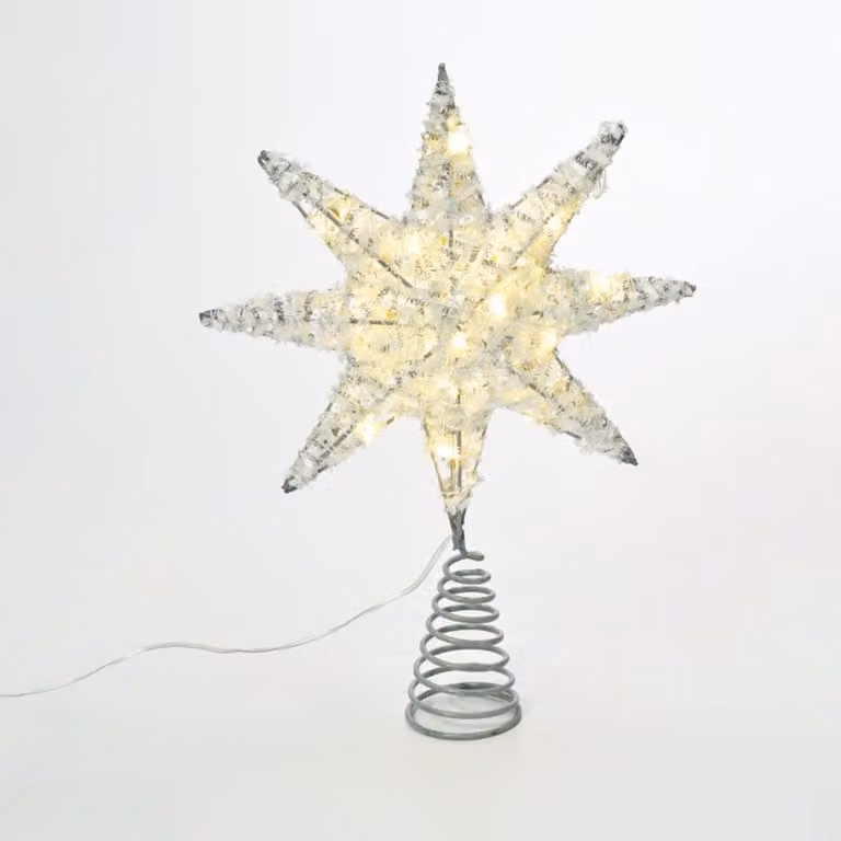ACA Lighting stella argentata per albero di Natale 20 MINI WW a batteria 3xAA LED, IP20 28x5x20cm X112011281